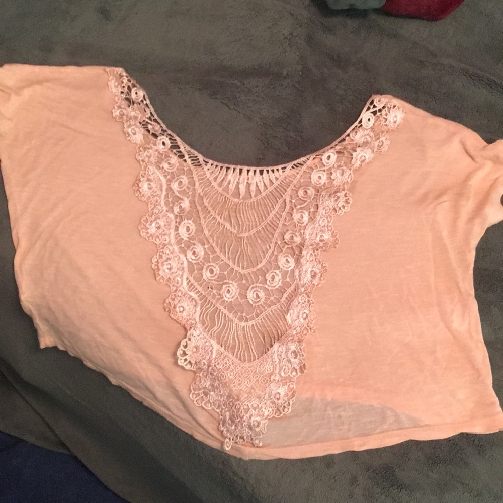 Pink Crop Top w/ Lace